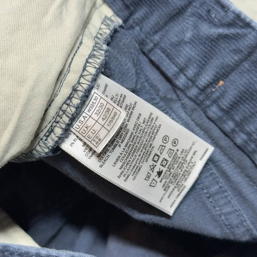 Brooks Brothers Corduroy Pants Mens 32 Slate Blue Stretch 5 Pocket 32x29.5